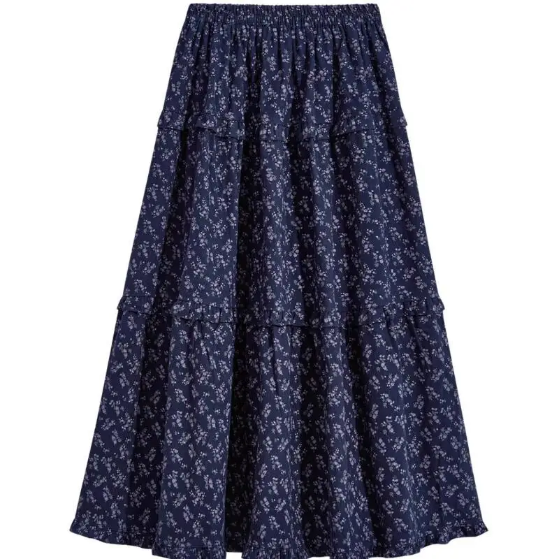 

Girl Floral Skirt Spring Mid-Length Purple; Elasticity Retro High Waist Floral Cake Fashion Skirt Dopamine New Style Wholesale