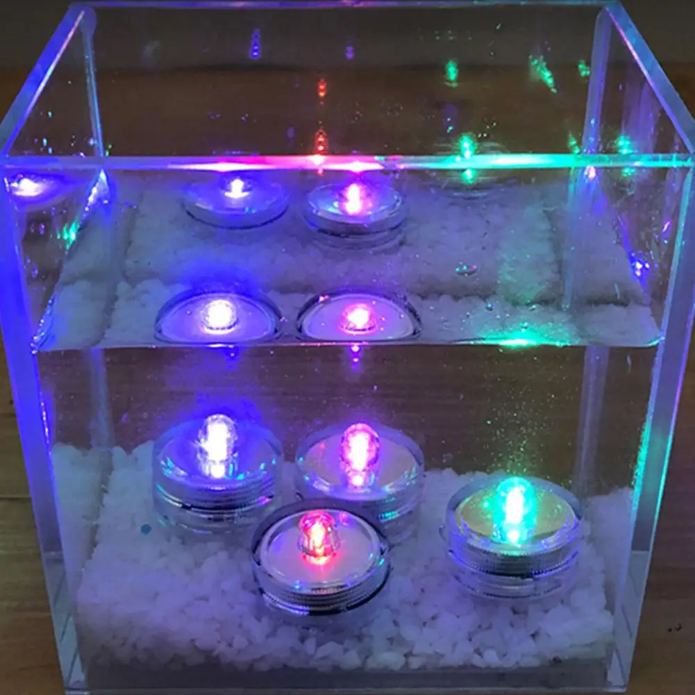 Submersível impermeável LED Tea Light, operado por bateria, sem chama, velas elétricas, Tealights subaquáticas, vaso, decoração da lagoa, 12pcs