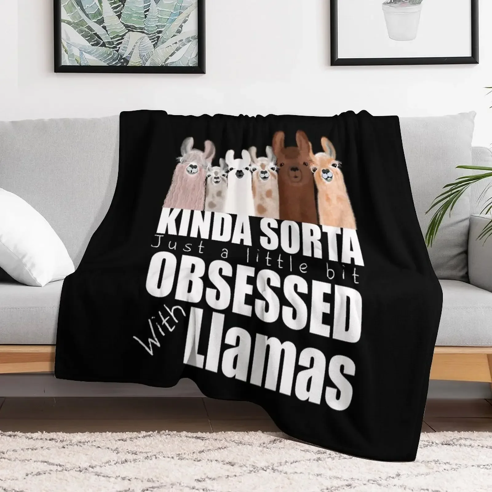 Obsessed with llamas just a little bit Throw Blanket sofa bed Hairy Blankets