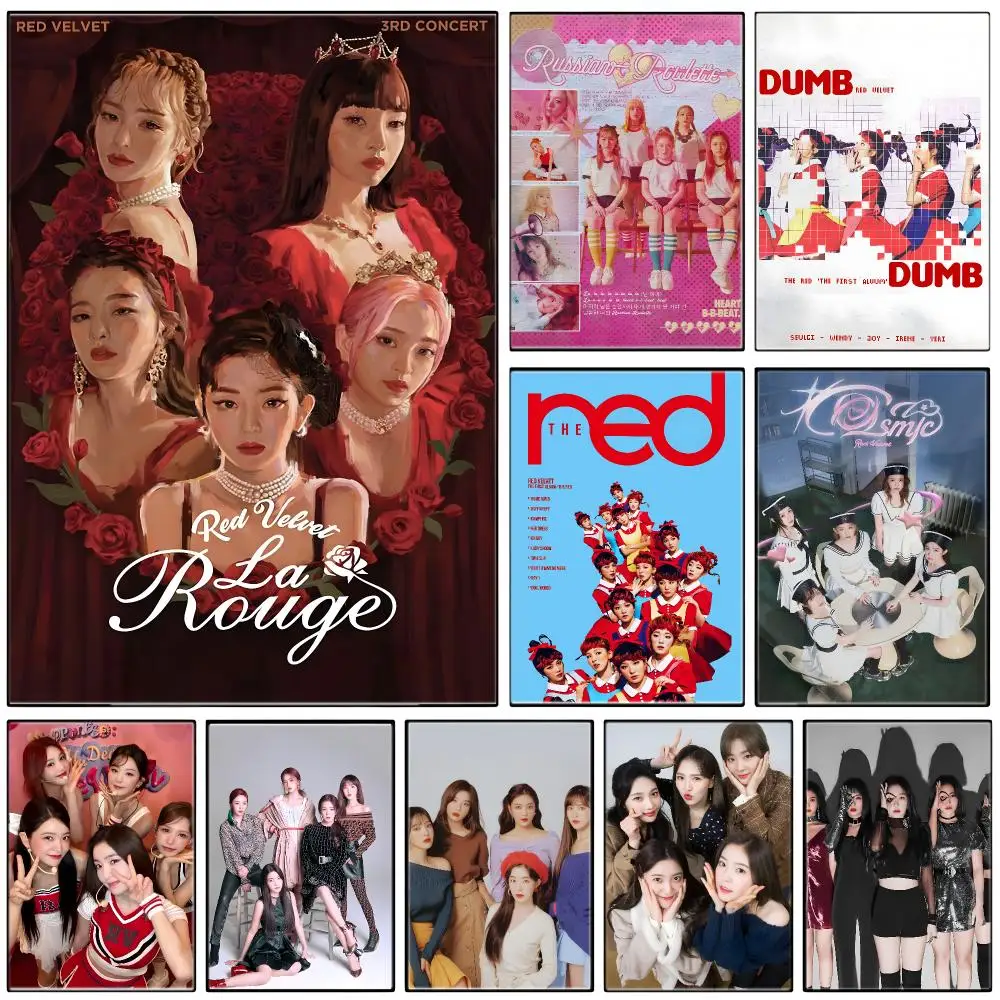 Kpop Girl Group R-Red Velvet Poster  Self-adhesive Art Waterproof Paper Sticker Coffee House Bar Room Wall Decor