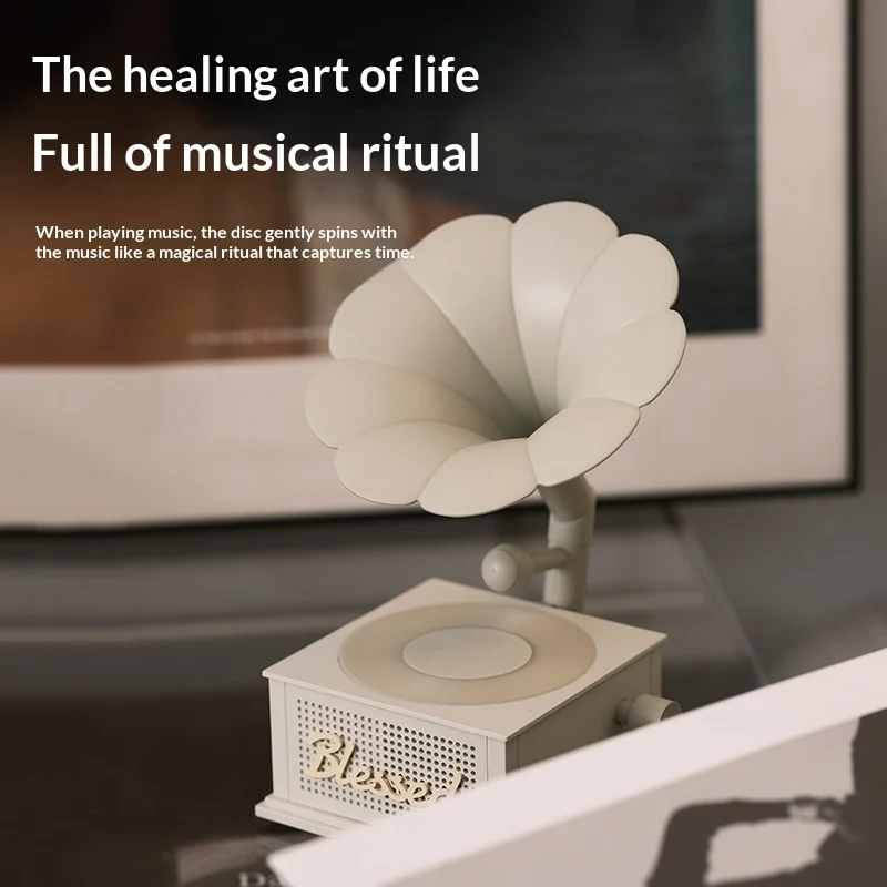 Gramophone Bluetooth Speaker Small Bluetooth Karaoke Microphone Sound Mini Wireless Subwoofer Retro Wood Portable Box
