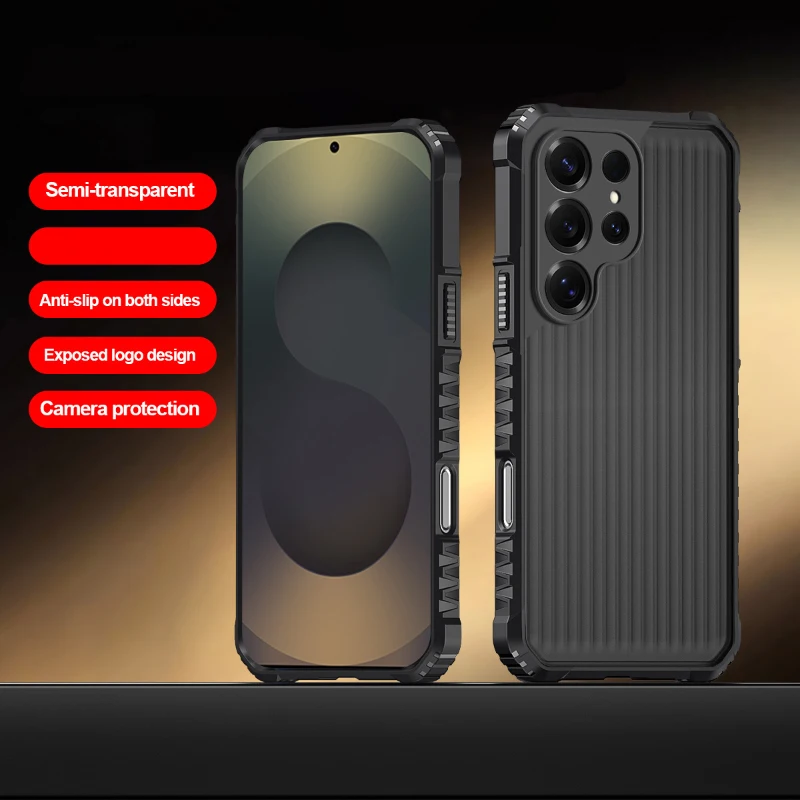 

Non-Slip Border+Translucent Armor Phone Case For Samsung S26 Ultra S24 S22 S23 S25 Ultra Plus Edge S20 S21 FE A57 A56 A55 A54