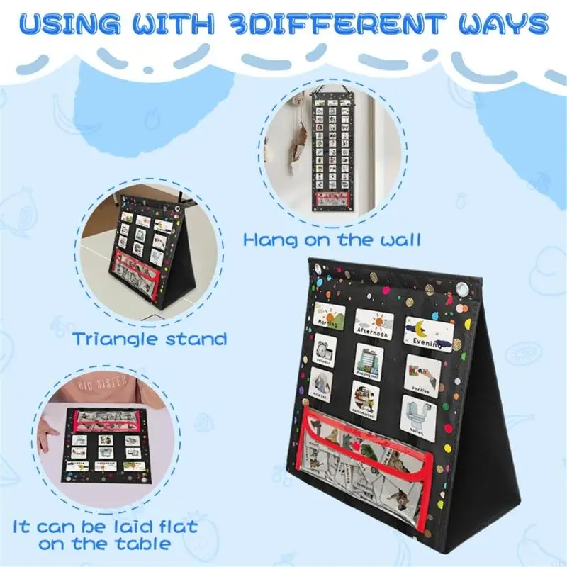 الجدول اليومي Pocket Charts الرسم البياني الروتيني اليومي مع 63 بطاقات الرسم البياني جيب في الكلام واللغة K1KF