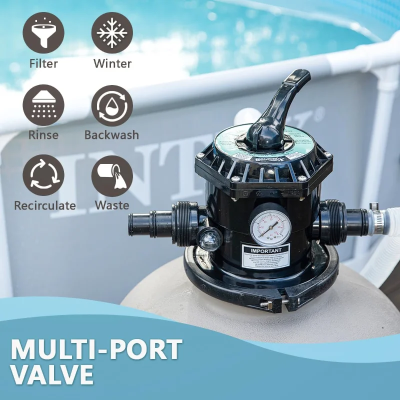 XtremepowerUS 19-calowy filtr piaskowy z pompą basenową 1,5 KM 4500 GPH powyżej ziemi System środków basenowych, szary