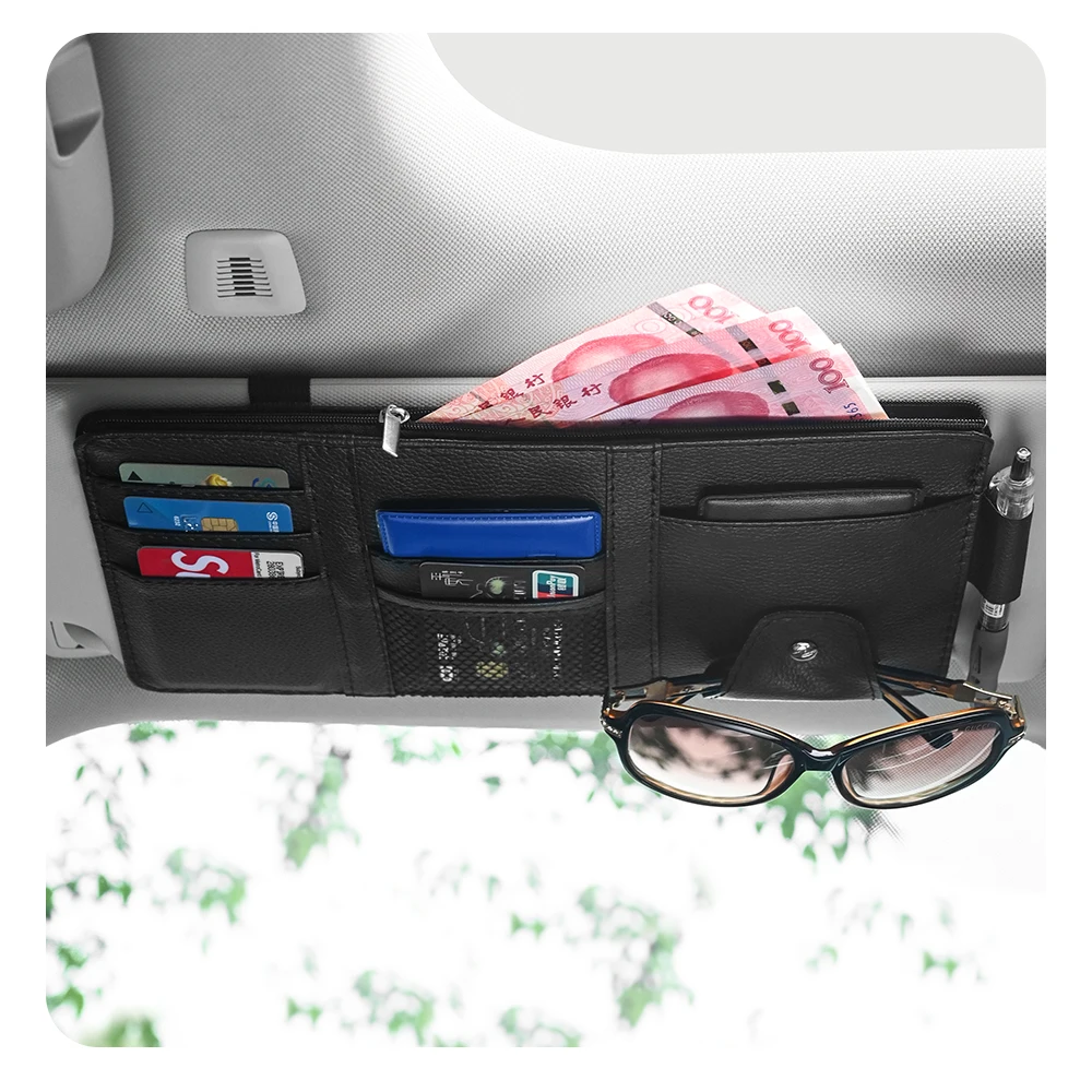 Auto Sonnenblende Bill Stift Visitenkarte Halter Organizer Lagerung Box Sonnenbrille Clip Verstauen Aufräumen Auto Zubehör – Detail 7