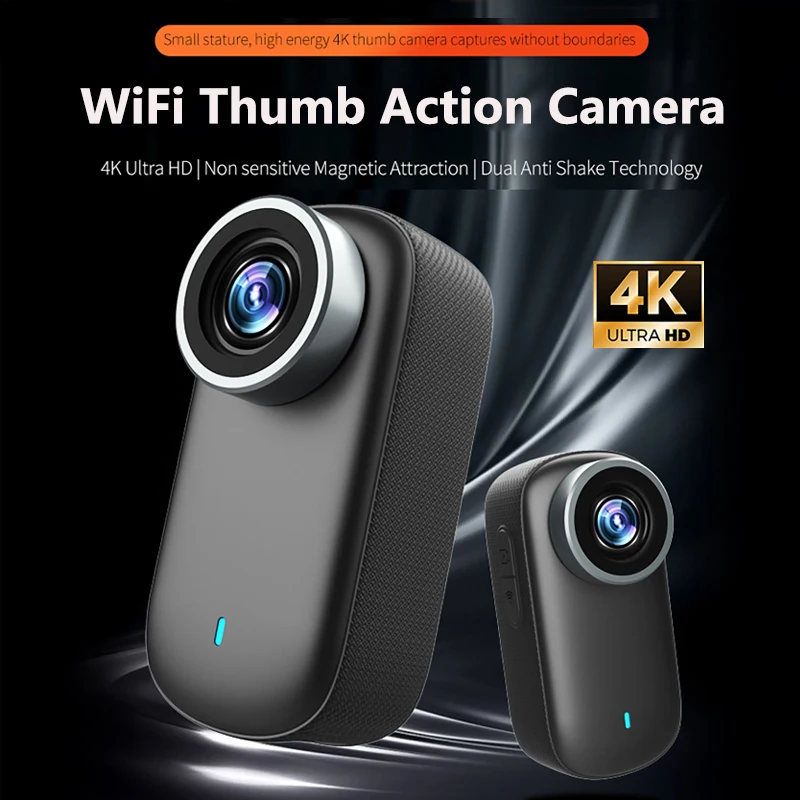 

Экшн-камера 4K Mini Thumb, пыленепроницаемая и водонепроницаемая IP65, камера для домашних животных, уличный велосипедный рекордер, небольшой комплект видеошлема