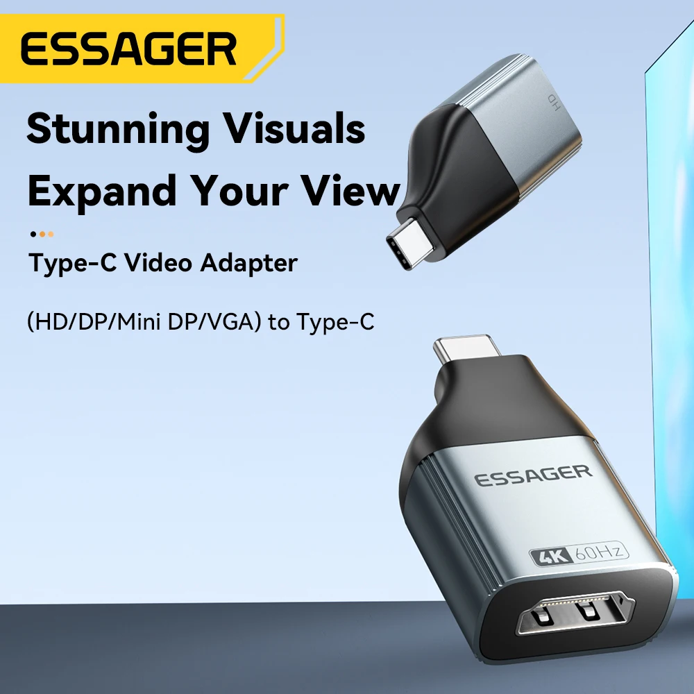 에사저 USB 타입-C to HDMI 호환 DP VGA 미니 DP 어댑터 4K@120Hz 8K@60Hz HD 비디오 전송 컨버터 맥북 TV 박스용