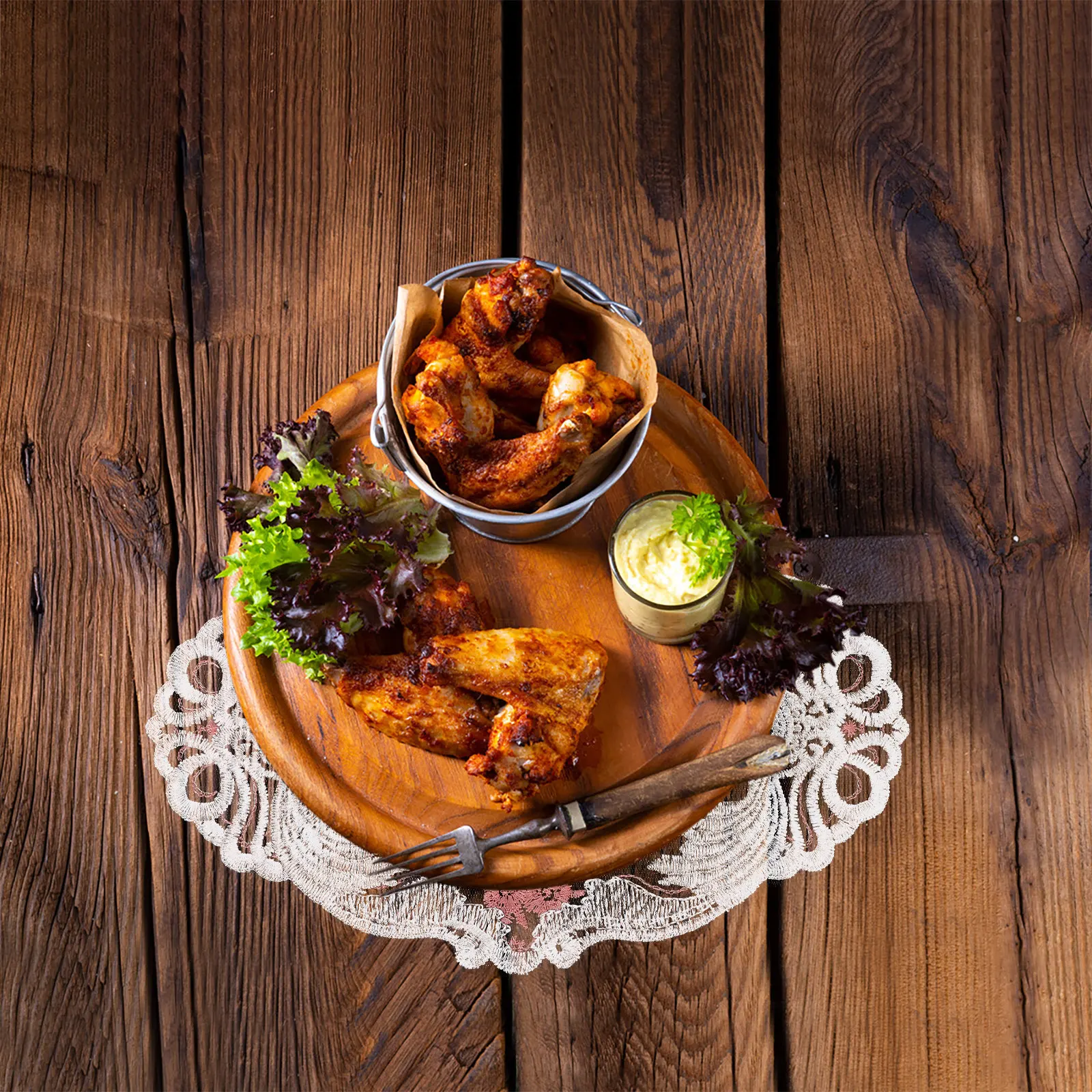 

2Pcs Embroidered Lace Placemats Floral Table Mats Washable Coasters Dining Table Decor Photo Prop Cup Mats