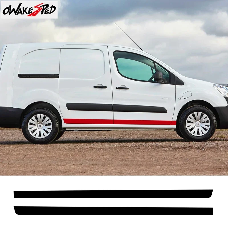 Carbon Fiber Striped Side Skirt Sticker Accessories Berlingo M XL Doors Sport Styling Car Body Trim Vinyl Decal