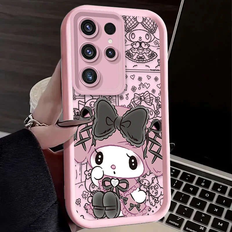 Lovely Sanrio Melody Case for Samsung Galaxy S25 S24 S23 Ultra S22 S21 Plus FE 5G A54 A34 A14 A73 A53 A33 5G Soft Silicone Cover - náhled 5