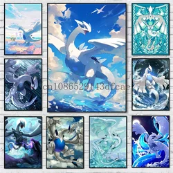 Japanese Anime Peripheral Pokemon Lugia Poster Decor Picture Wall Art Watercolor Canvas Painting Modern Room Decor Kids Gifts