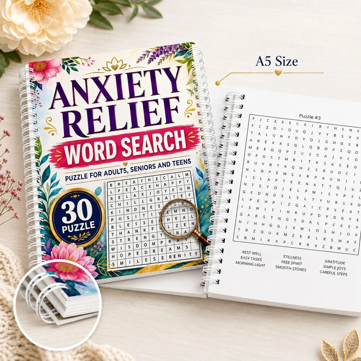 Anxiety Relief Word Search Puzzle Book for Adults | Relaxing Mindful Activities to Improve Focus & Find Peace of Mind