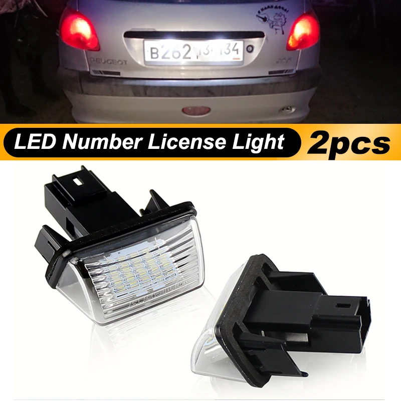 2x For Peugeot 206 207 307 308 407 5008 Partner Citroen C3 C4 C5 Xsara Picasso LED Number License Plate Lamp Light OEM#:6340A3