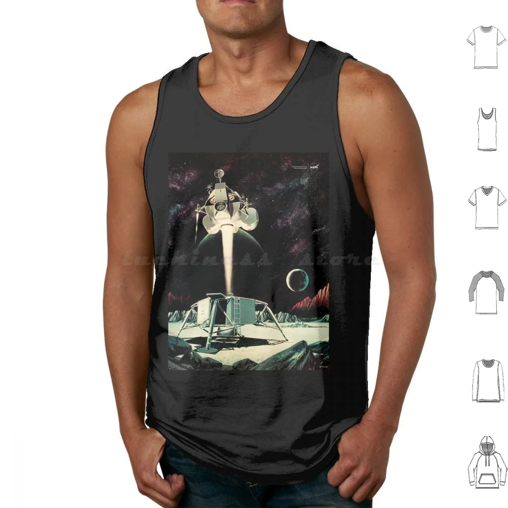 Lunar Module Blast Off From The Lunar Surface-1966 Concept Art Tank Tops Print Cotton Apollo Mission Moon Lunar Module