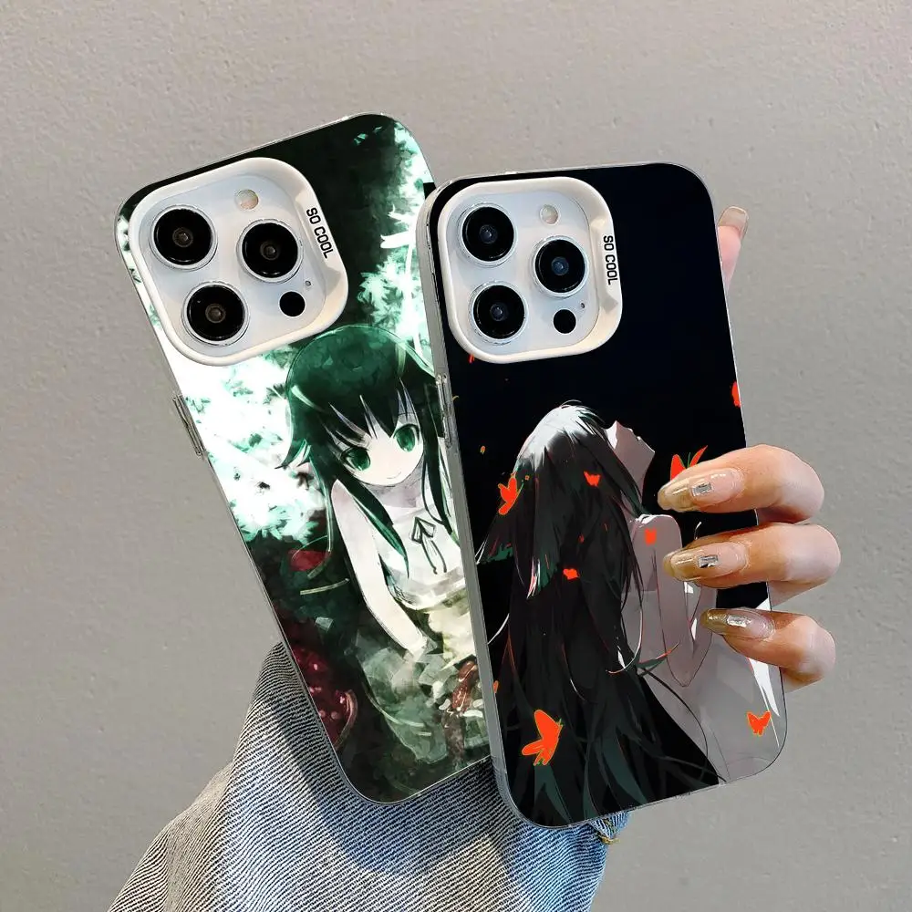 Saya no Uta حافظة هاتف محمول لهاتف آيفون 17 16 15 14 13 12 11 X XR XS 8 7 Air Pro Max Plus غطاء أبيض شفاف ملون