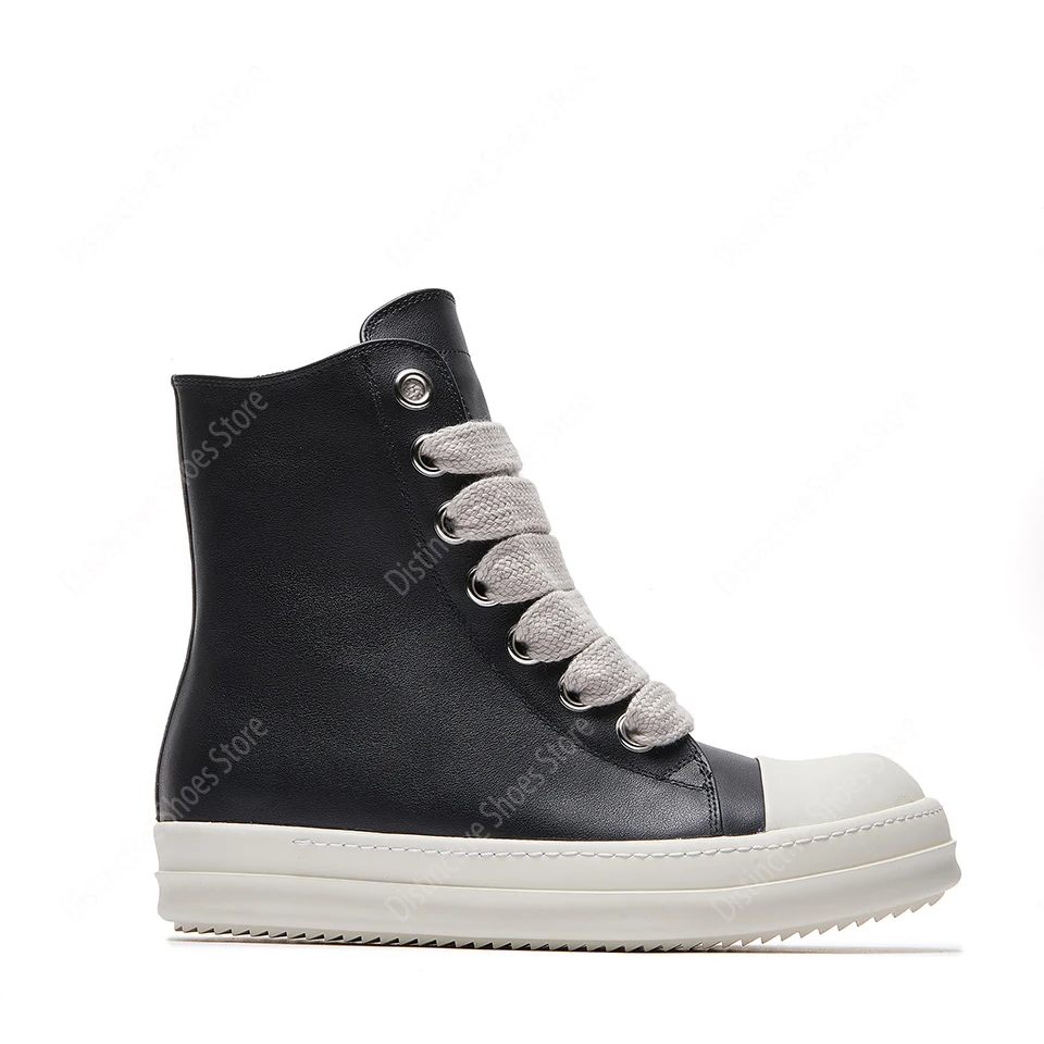

Genious Black Leather Jumbo Lace Up High Top Brand Quality Мужская обувь Женские кроссовки Повседневные дизайнерские роскошные ботинки на молнии Ro Кроссовки