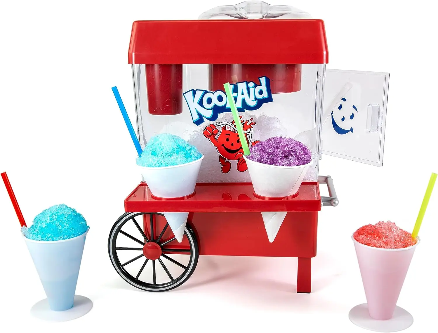 

Kool-Aid Snow Cone Shaved Ice Machine - Retro Table-Top Slushie Machine Makes 20 Icy Treats - Includes 2 Reusable Plastic