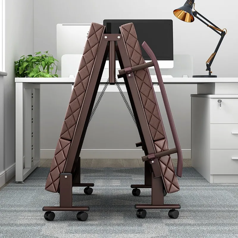 PU leather folding bed household single siesta office simple recliner portable marching escort double siesta bed