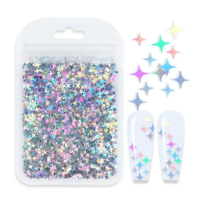 1/2/3 Uds. Lentejuelas de estrella cruzada láser brillo de uñas lentejuelas brillo ultrafino Paillette 3D Material de manicura para decoración de uñas