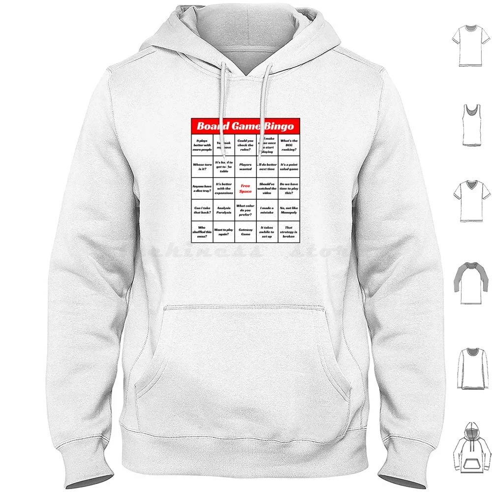 Board Game Phrase Bingo Hoodie Cotton Long Sleeve Board Game Board Gamer Board Gaming Tabletop Games