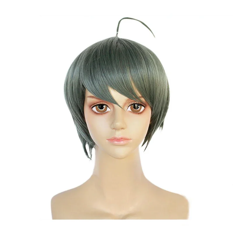 Danganronpa Naegi Komaru Dark Green Short Wig Cosplay Costume Dangan Ronpa Another Episode Heat Resistant Hair Women Wigs