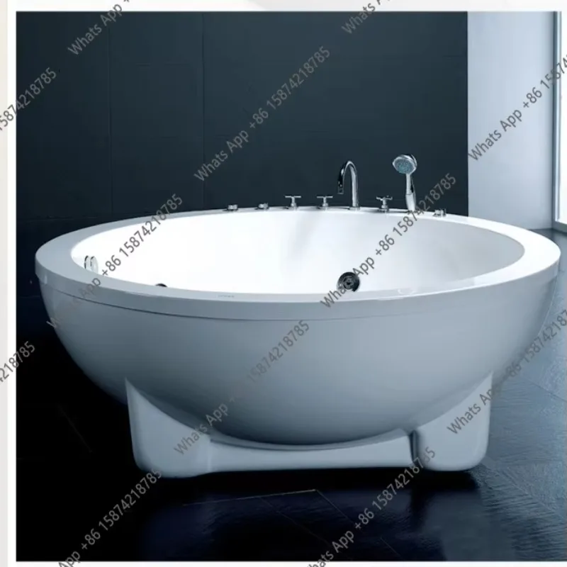 Jo Double Thermostatic Couple Hotel Jacuzzi Household Free-standing Round Acrylic Bathtub