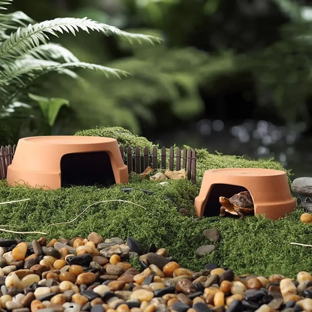 

Multifunctional Ceramics Reptile Hide Box Decorative Entranc Turtle Hideout Hiding Reptile Terrarium Aquarium Decoration