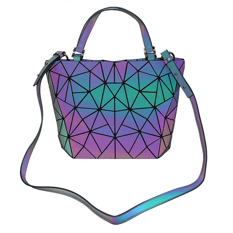 3 sets fashionable geometric diamond luminous women's bucket bag