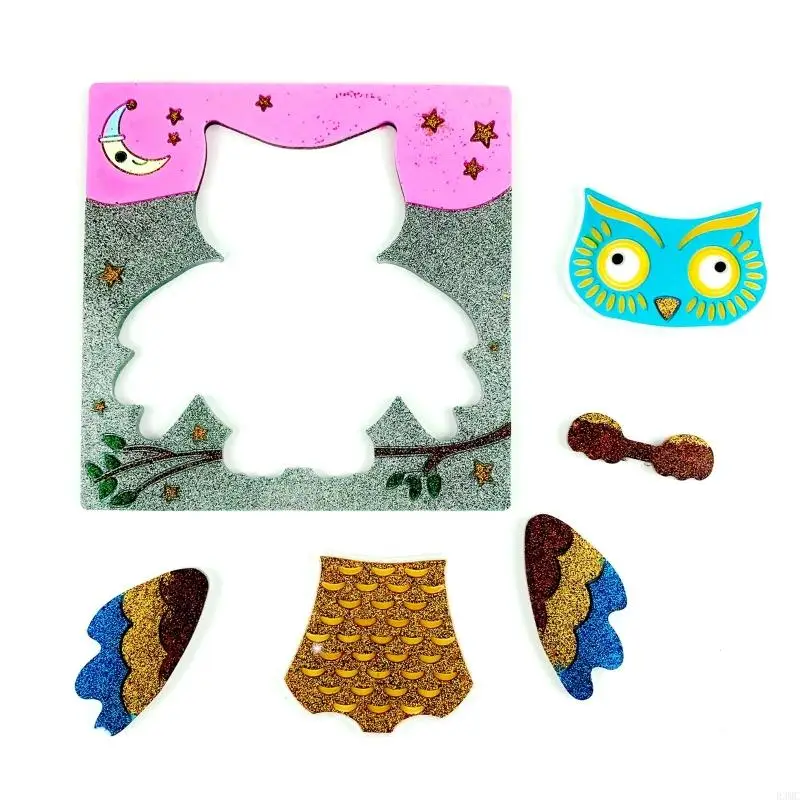 R3MC Cartoon Puzzle Epoxy Mold DIY Animals Puzzle Game Kid Silicone Resin Mold