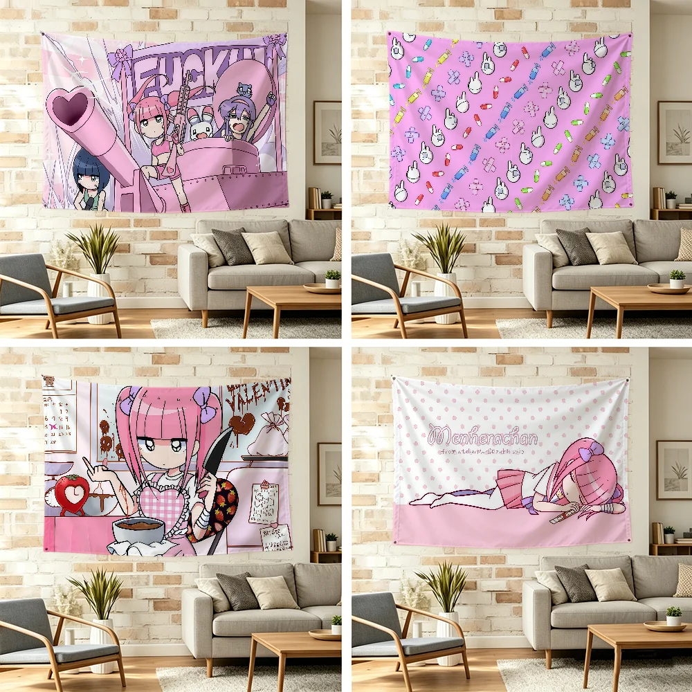 Y-yami Kawaii M-menhera-c-chan flag For Outdoor Camping Bar Picnic Party Home Decoration Ornaments Banner