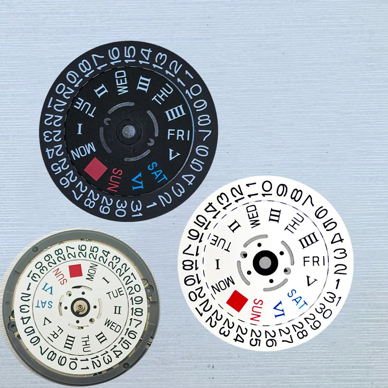 White Black NH35 NH36 Roman Date Wheel Dial Fit NH35 NH36 Automatic Movement Crown at 3.0H / 3.8H / 4.1H Oclock Date Week Wheel