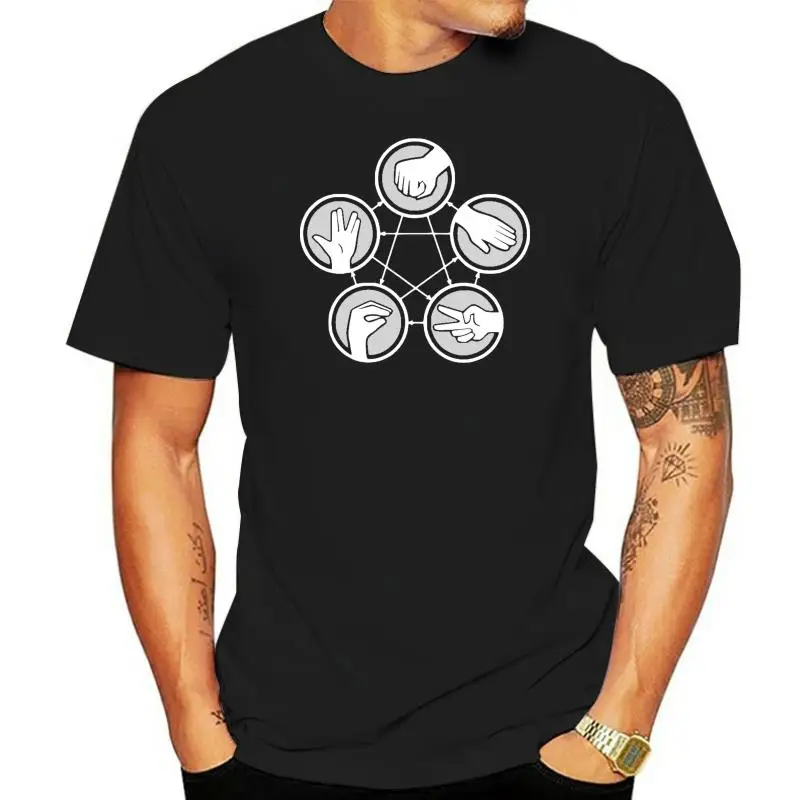 New Design Men's T-shirt Rock Paper Scissors Lizard Spock Customizable Hand-painted Unique Fashion Casual Wear