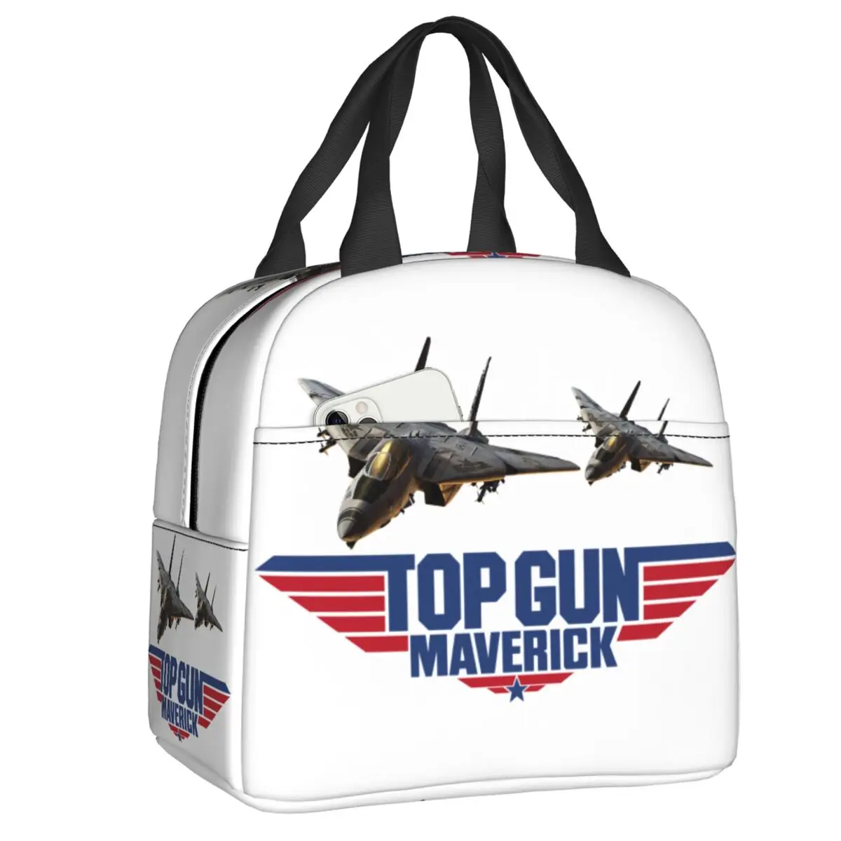 Tom Cruise Film Top Gun Maverick Insulated Lunch Bag for Women Waterproof Thermal Cooler Bento Box School Children Food Bags