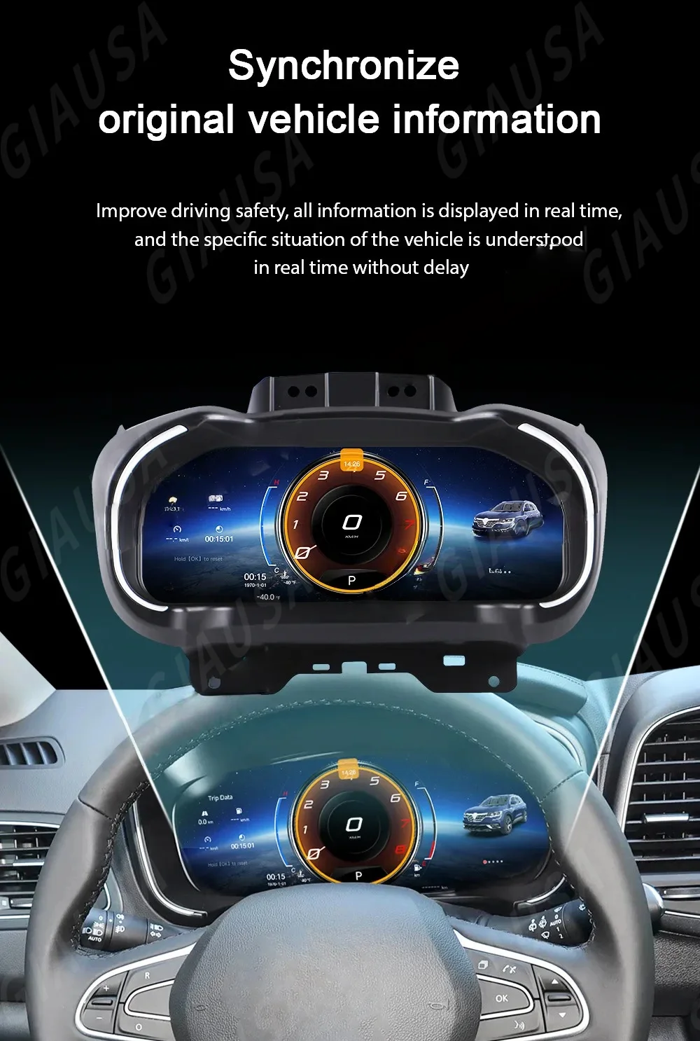 

12.3" For Renault Koleos/Mégane IV 2016 2017 2018 2019 LCD Dashboard Instrument Panel Digital Cluster Smart Gauges Speed Meter