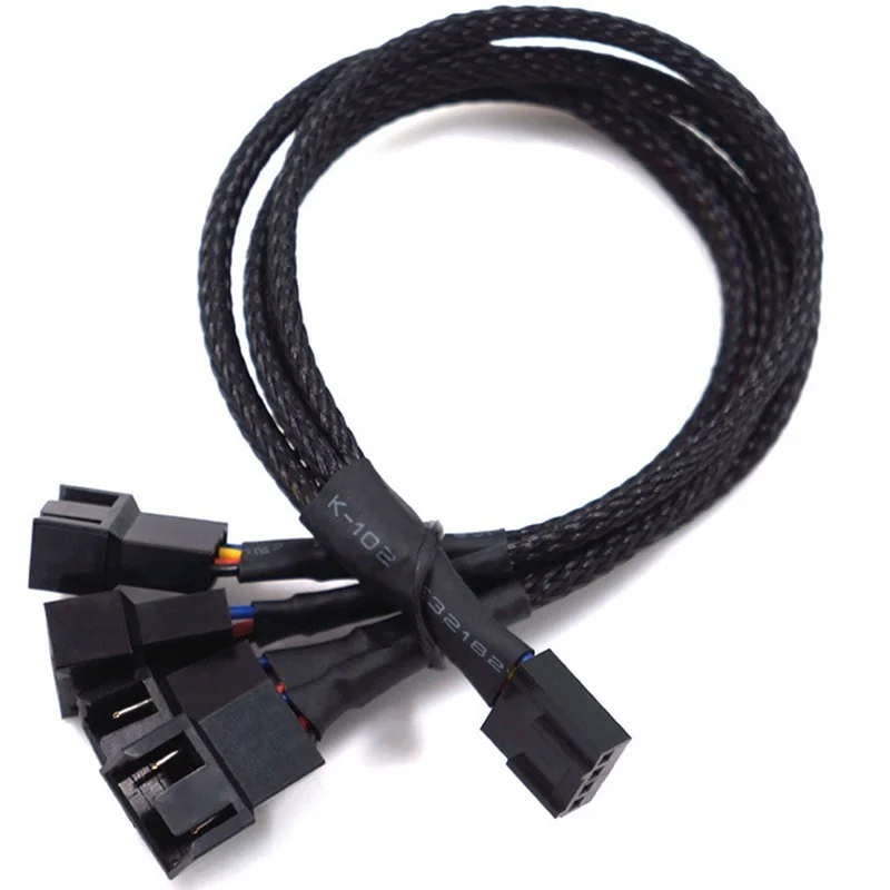 4 Pin wentylator Pwm kabel 1 do 2/3/4 sposoby Splitter czarny długi rękaw 27cm przedłużacz kabla PWM przedłużacze