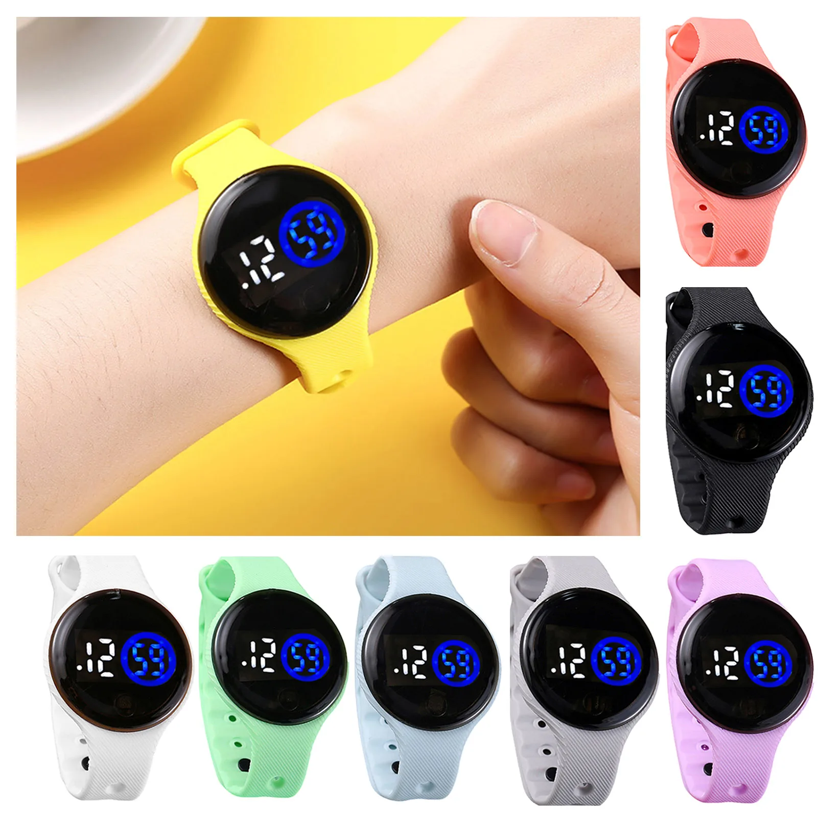 Fashion LED Electronic Watch with Soft Strap Sports Watch Lightweight Digital Watch Gifts for Teen Girls and Boys