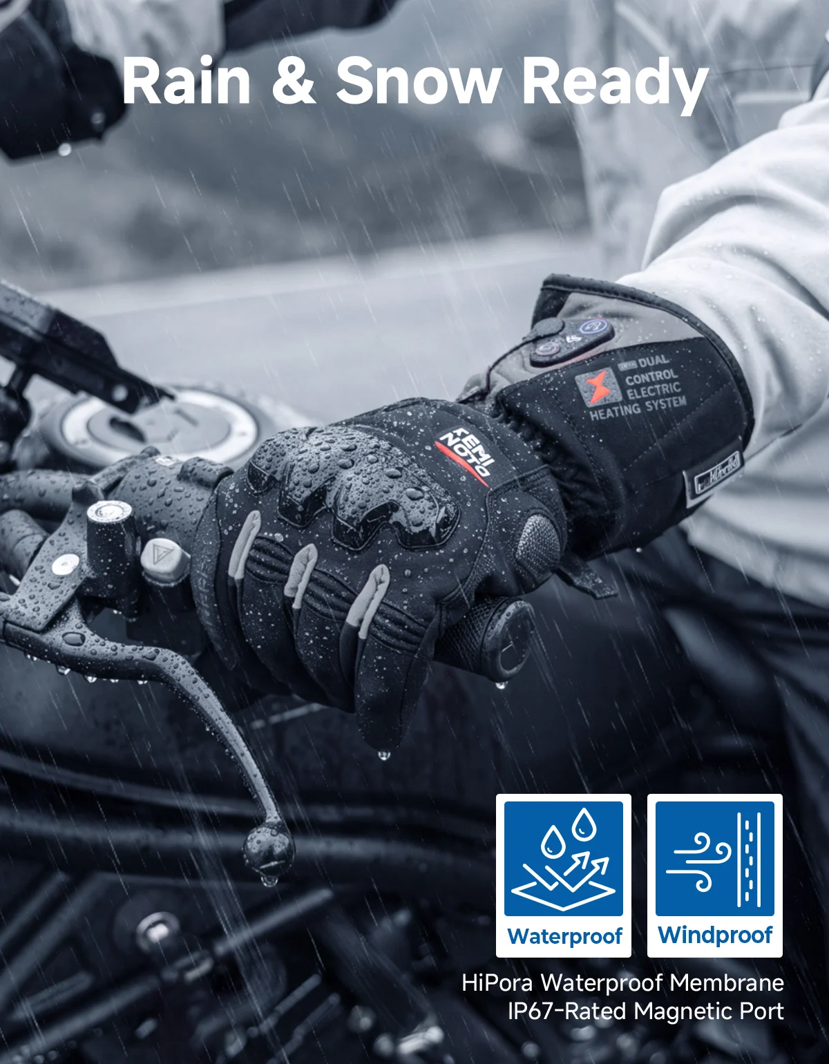 KEMIMOTO Heated Gloves Motorcycle Winter Moto Heated Gloves Warm Waterproof Rechargeable Heating Thermal Gloves For Snowmobile 4