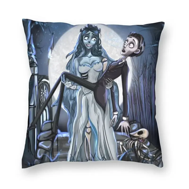 Cool The Corpse Bride Emily And Victor Pillow Case Halloween Sofa Cover Scary Movie Cushion Cover for Living Room Decoration