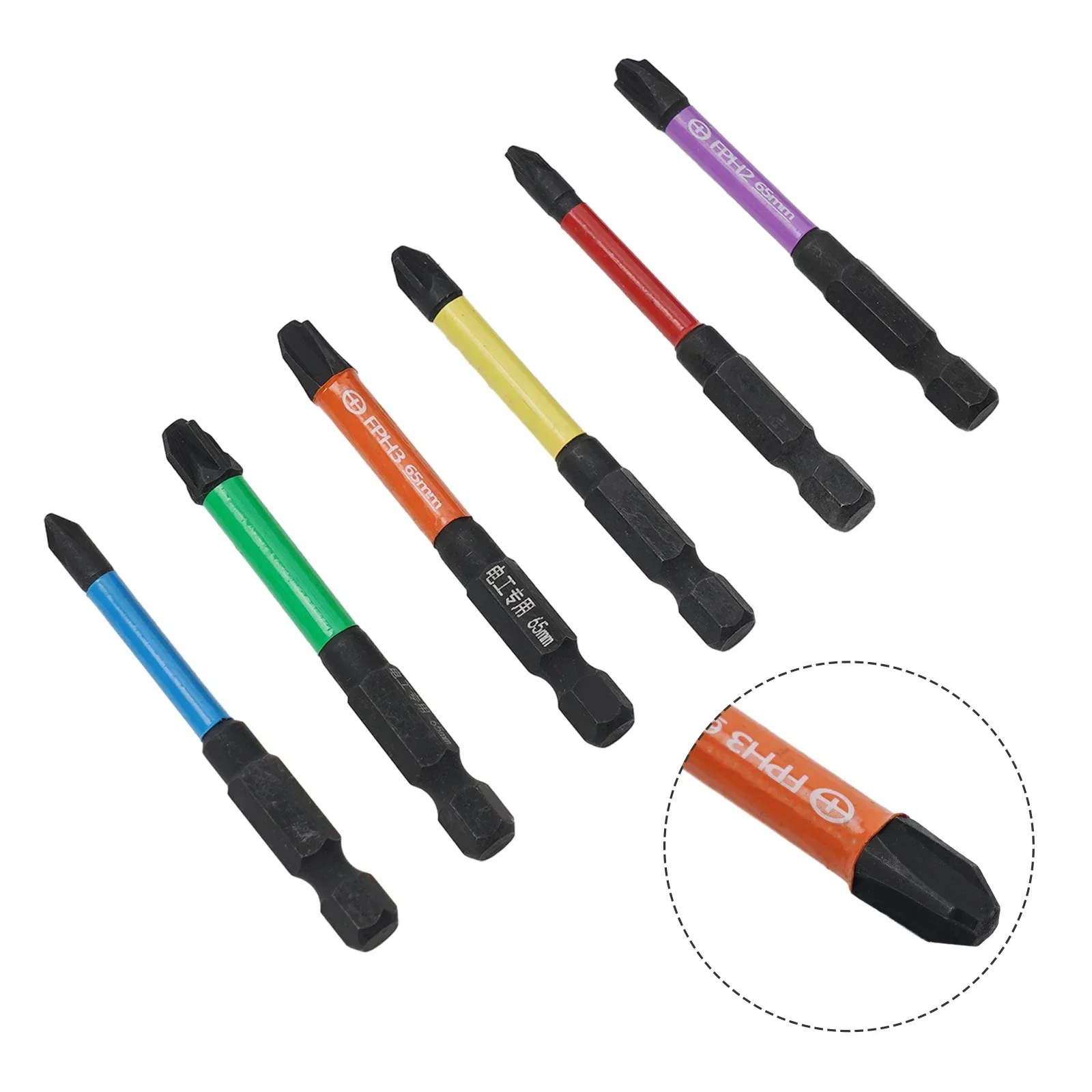 Imagem -02 - Conjunto de Bits de Chave de Fenda Cruzada com Fenda à Prova de Ferrugem 65 mm Peças de Liga de Aço Fph1 Fph2 Fph3 Fpz1 Fpz2 Fpz3 para Eletricista