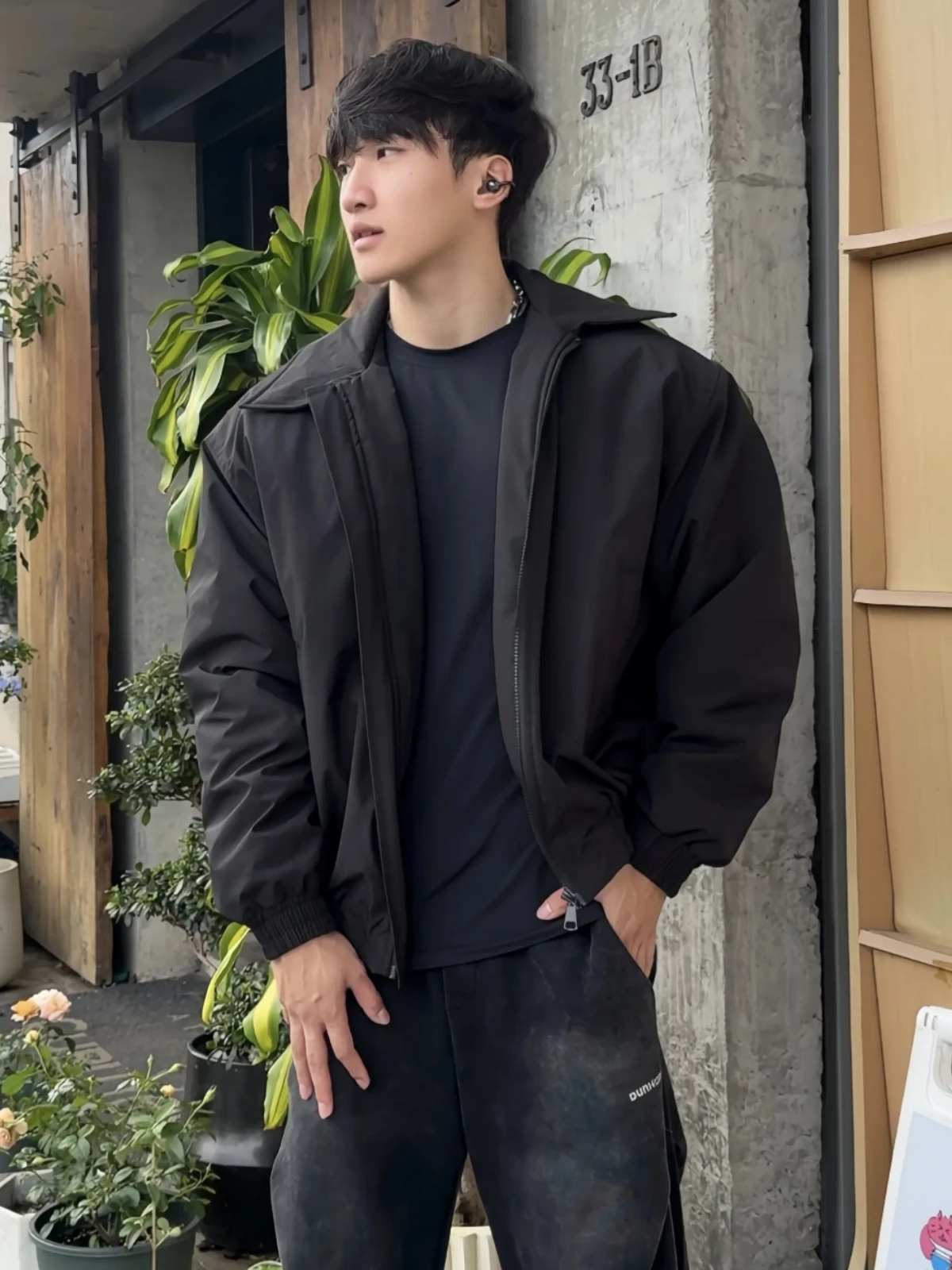 

Men's Faionable Thiened Cotton Jaet Collared Coat Warmth Youthful Sle Long Sve Zipper Closure Color Streetwear