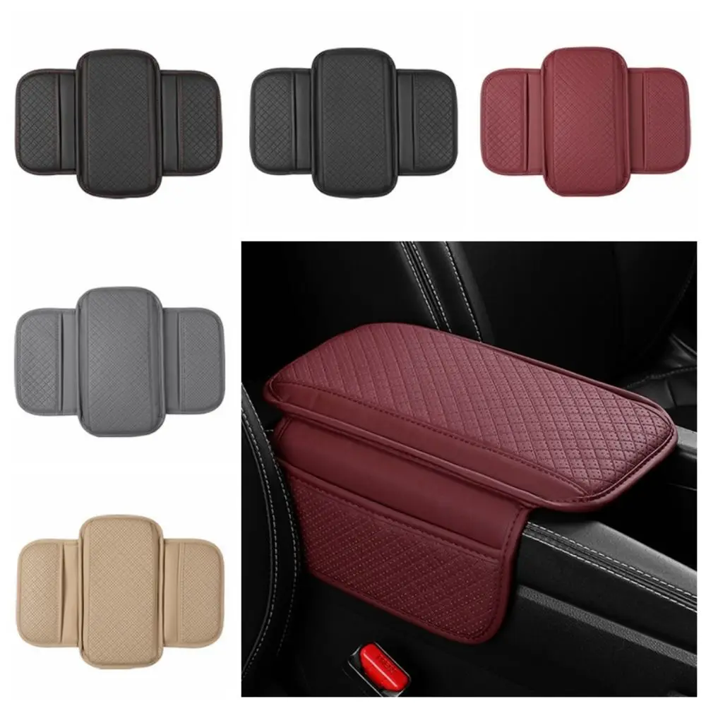 Thicken Universal Auto Armrest Pad PU Leather Anti Slip Car Armrest Cover Waterproof Durable Center Console Cushion Auto