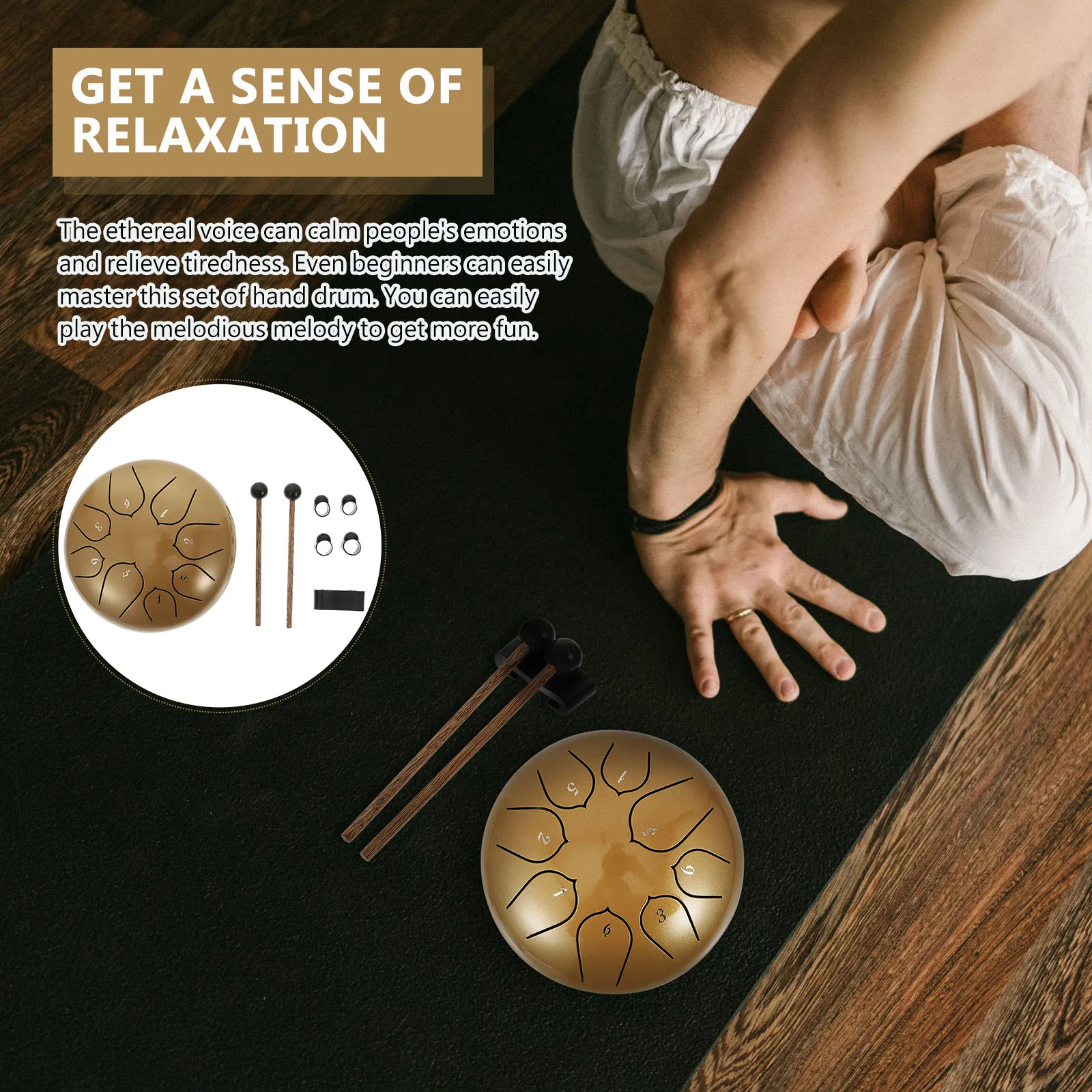 

Ethereal Drum 8-tone 6-inch Steel Tongue Penetration Alloy Lotus for Music Lover Carbon