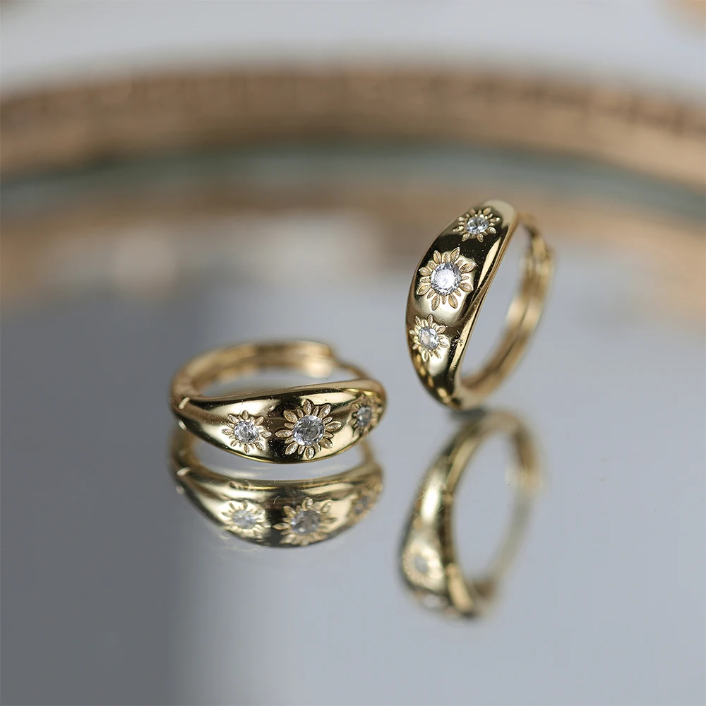 CANNER 925 Sterling Silver Fashion Octagonal Star Zircon Circle Hoop Earrings For Women Gift Huggie Earring Jewelry Brincos
