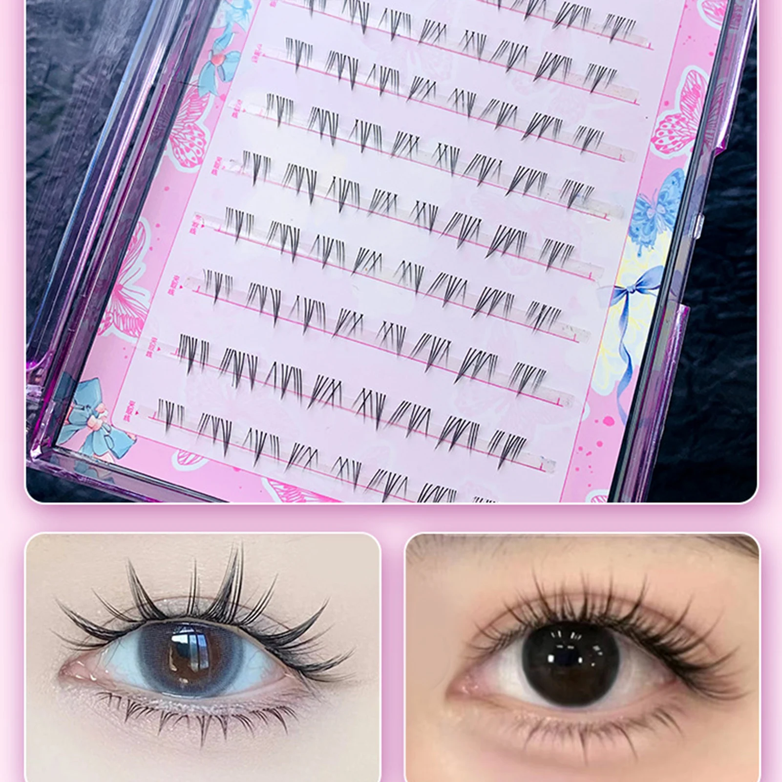 10 Rows 5-6mm Air Lower Eyelashes Fairy Fake LashesSegmented Natural Under Lashes Manga Bottom Lashes Makeup Eyelash Makeup Tool