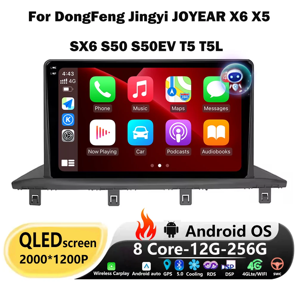 Android 16 Auto For DongFeng Jingyi JOYEAR X6 X5 SX6 S50 S50EV T5 T5L Car Radio Navigation GPS Multimedia Player Carplay BT DSP