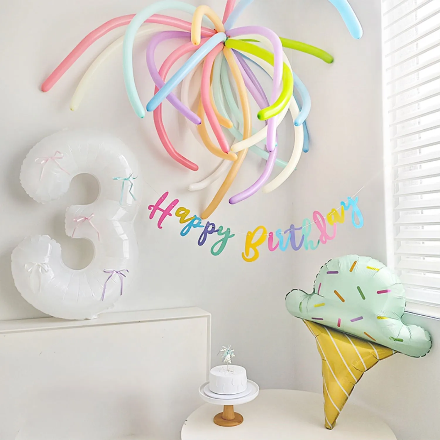 Happy Birthday Party Banner, Magic Long Balloon, Number 1 2 3 4 5 6, Baby Age, Children Anniversary Supplies, 260