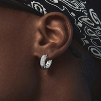 Iced Out Hoop Earrings Cubic Zirconia Huggie Cartilage Cuff Hypoallergenic Luxury Fashion Round Earrings for Men Jewelry OHE166