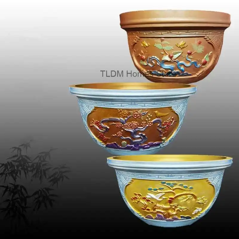 European High-foot DIY Flower Pot Mold Garden Decoration Durable Home Gardening Round Concrete Flower Pot Mold Vase Planter T