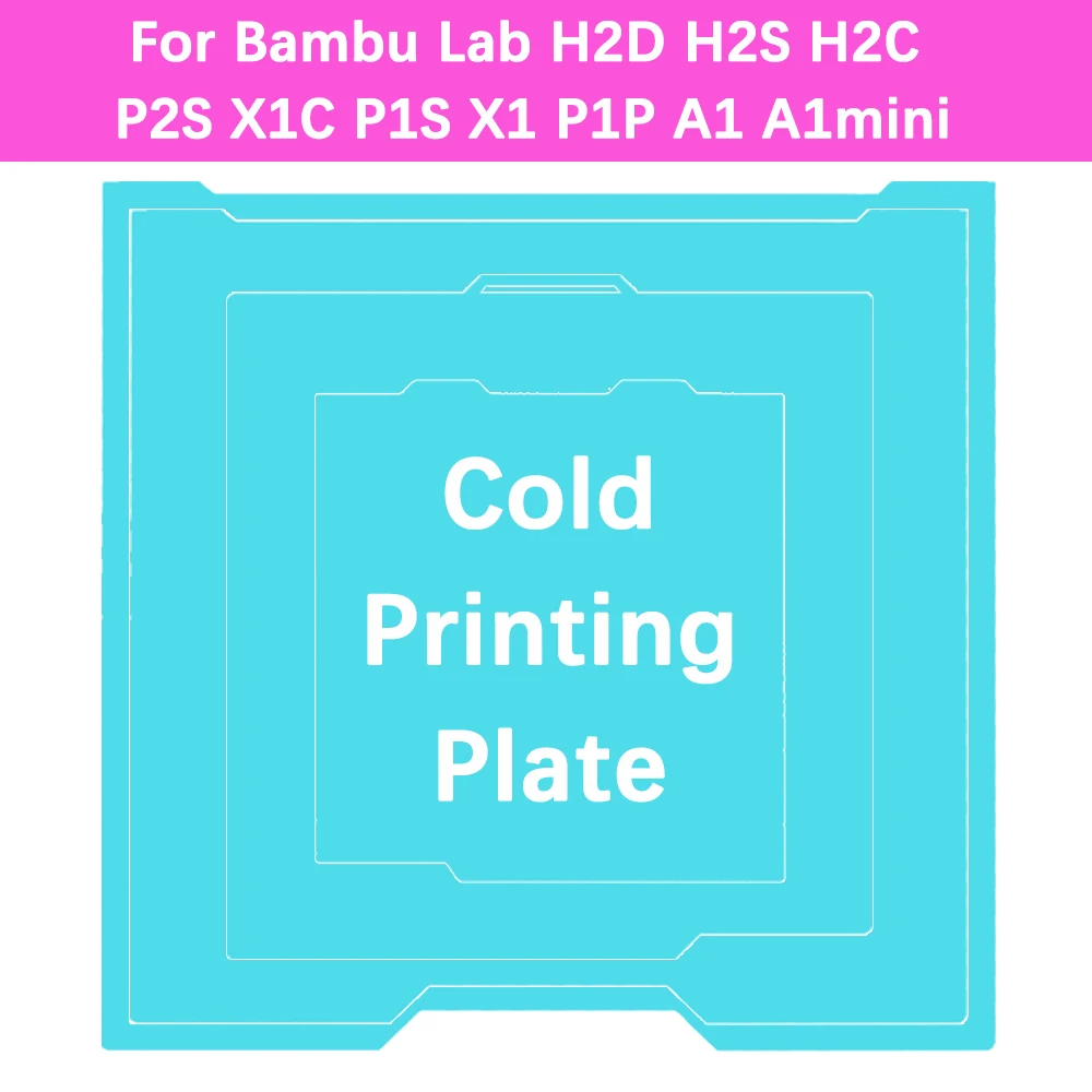 

Пластина для 3D-печати Glacier Cold Printing Plate для Bambu Lab H2C/H2S/H2D/P2S/P1S/P1P/X1/X1C/A1/A1mini, двухсторонняя, для высоковязких материалов