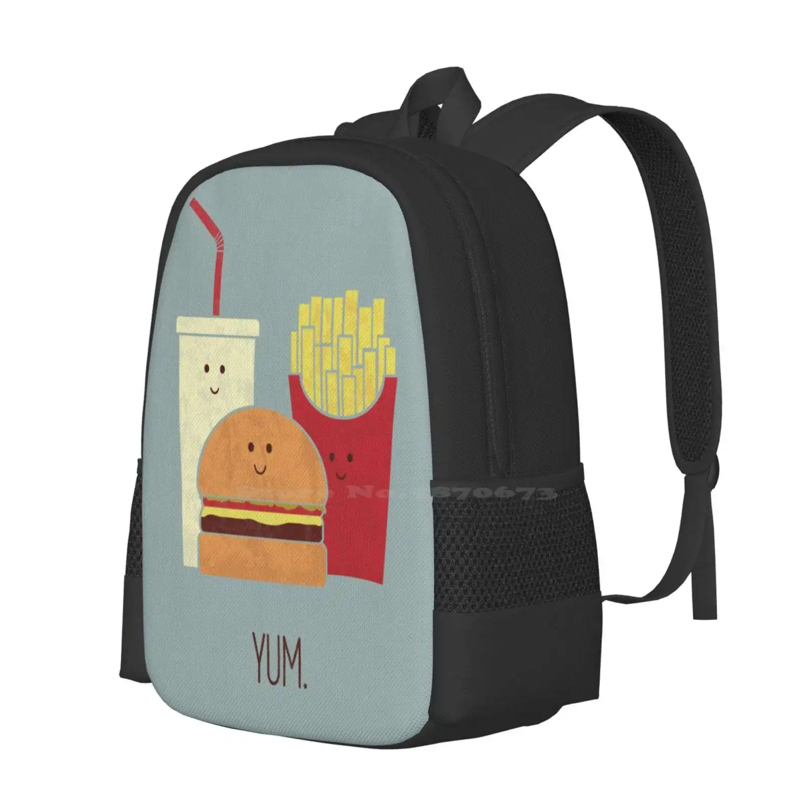 الوجبات السريعة نمط تصميم الكمبيوتر المحمول السفر الحقائب المدرسية الغذاء لطيف برغر البطاطس المطاطية المطبخ الاطفال غير المرغوب فيه Teo Zirinis #2
